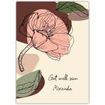 Get Well Soon Card with Personalised Abstract Flower and Leaf Design in Ocher Tones