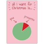 All I Want For Christmas Humorous Pie Chart Card with You and Presents Design