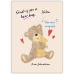 Sending You a Bear Hug Personalised Teddy Bear Thinking of You Card