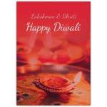 Personalised Happy Diwali Red Flame Diya Lamp Festival Greeting Card