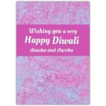 Personalised Pink Marble Happy Diwali Greeting Card with Custom Name Option