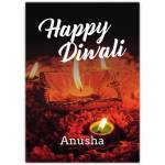 Personalised Happy Diwali Candle Flame Greeting Card with Traditional Diva Lamps