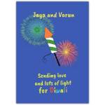 Personalised Diwali Festival Lights and Fireworks Love Greeting Card