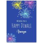Personalised Happy Diwali Card with Colourful Fireworks and Festival Lights Design