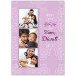 Personalised Purple Diwali Festival Family Photo Greeting Card with Custom Message