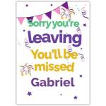 Sorry You're Leaving Personalised New Job Farewell Card with Colourful Banners and Fireworks Design