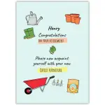 Personalised Retirement Card with Gardening Hobby Design and Humorous Message