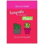 Personalised Funny New Home Card with Cactus and Succulent Plants Design