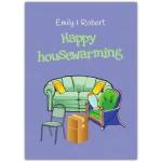 Personalised Happy Housewarming New Home Furniture Card in Purple