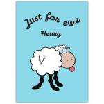 Just For Ewe Humorous Funny Sheep Bum Personalised Greeting Card