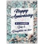 Happy Anniversary Son and Daughter-in-Law Cherry Blossom Greeting Card