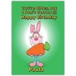 Personalised Rabbit Carrot Pun Funny Happy Birthday Card with Name Option