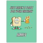 Raisin a Toast Humorous Birthday Card Personalised with Name and Beer Design
