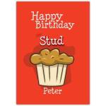 Personalised Stud Muffin Birthday Card with Orange Muffin Design