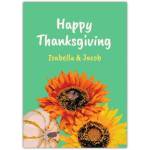 Personalised Happy Thanksgiving Card with Sunflowers Pumpkin Autumn Colours