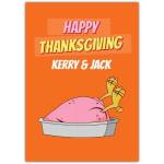 Personalised Happy Thanksgiving Turkey Dinner Orange Greeting Card