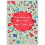 Thanks Mum Helping Me Grow Mothers Day Floral Greeting Card