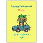 Personalised Happy Retirement Car Adventure Greeting Card for Men