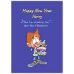 Personalised Happy New Year New Year's Resolution Funny Ice Cream Boy Greeting Card