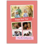 Personalised Happy New Year Photo Collage Card Orange Background