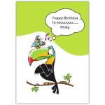 Personalised Happy Birthday Singing Toucan Bird Greeting Card with Music Theme