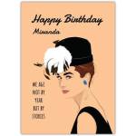 Personalised Audrey Hepburn Inspired Happy Birthday Card with Quote