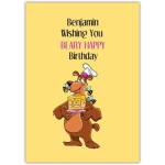 Personalised Beary Happy Birthday Card with Bear and Pancake Pun Design