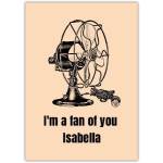 Retro Vintage Fan Pun Valentines Day Card Personalised with Name