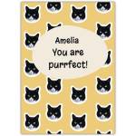 Personalised Birthday Card Black Cat Pun You Are Purrrfect Funny Greeting Card