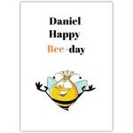 Personalised Funny Birthday Bee Pun Card with Cartoon Bee Design