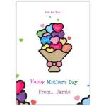 Personalised Mothers Day Heart Bouquet Greeting Card with Colourful Hearts Design