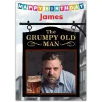 Personalised Happy Birthday Grumpy Old Man Pub Sign Photo Upload Card