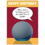 Funny Birthday Card with Alexa Smart Speaker Joke for Tech Lovers