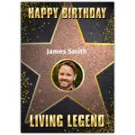 Personalised Hollywood Star Happy Birthday Card with Photo Upload Living Legend Design