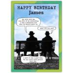 Personalised Funny Birthday Card for Blokes Detective Theme Bench Conversation