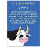 Personalised Funny Bull Taking Life by the Horns Birthday Card