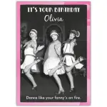 Personalised Vintage Flapper Birthday Card Funny Adult Female Dance Theme
