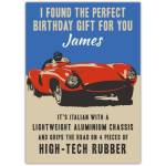 Personalised Birthday Card for Car Lovers with Classic Red Sports Car Design
