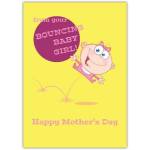 Mothers Day Card From Daughter Funny Bouncing Baby Girl Cartoon Design