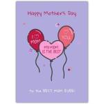 Happy Mothers Day Balloon Card with Heart Balloons to Best Mom Ever