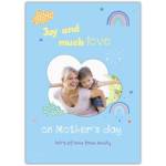 Personalised Mothers Day Photo Card with Rainbow and Clouds Design