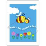 Happy Bee Mothers Day Greeting Card with Cute Bee and Baby Design