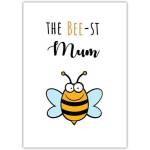 The Bee-st Mum Mothers Day Pun Greeting Card with Cute Bee Illustration