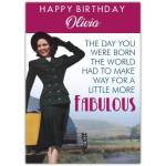 Personalised Fabulous Female Vintage Style Happy Birthday Card for Her