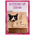 Personalised Bottoms Up Cat Birthday Card with Funny Cartoon Design