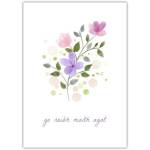 Watercolour Floral Thank You Card in Irish with Pink and Purple Flowers