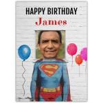 Personalised Superman Birthday Card with Photo Upload and Name Customisation