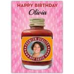 Personalised Hot Sauce Birthday Card with Photo Upload on Pink Pepper Background