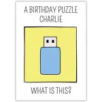 Personalised Birthday Puzzle Card with USB Design and Custom Name Option
