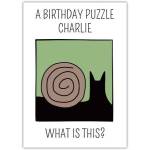 Personalised Humorous Birthday Puzzle Card with Snail and Cat Design